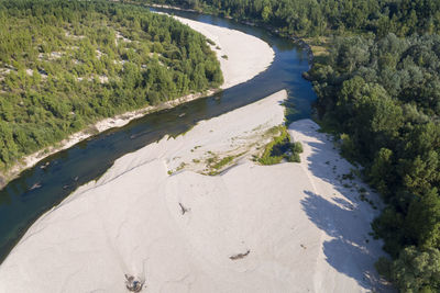 High angle view of water on land