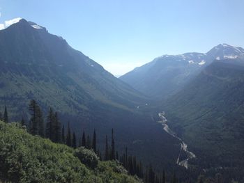 Scenic view of mountains against clear sky