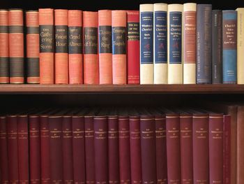 Row of books in shelf