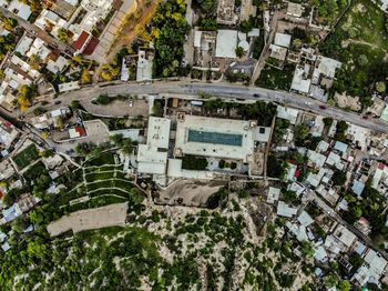 High angle view of buildings in city