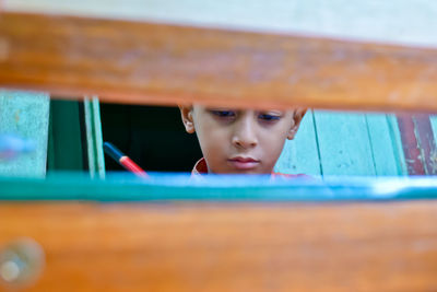 Portrait of boy looking away