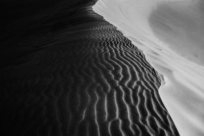 High angle view of sand dunes at beach