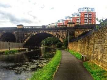 Bridge over river against sky