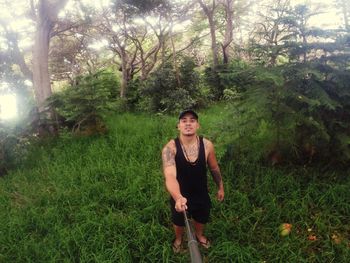 Man standing in a forest