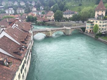 High angle view of bridge over river