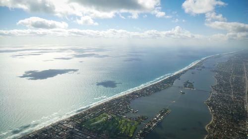 Aerial view of sea against sky