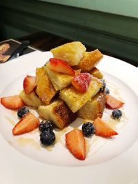 High angle view of breakfast in plate