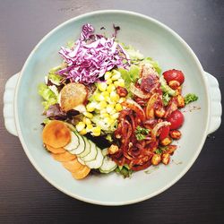 High angle view of meal served in plate