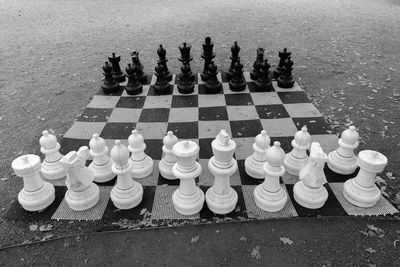 High angle view of chess board