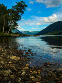 Scenic view of lake against sky