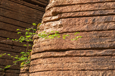 Low angle view of weathered wall