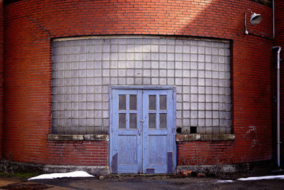 Closed door of building