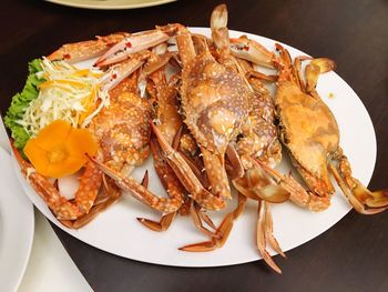 High angle view of meal served in plate