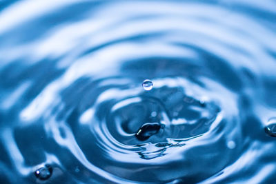 High angle view of drop falling in water