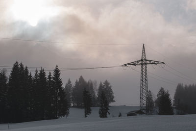 Scenic view of trees against sky during winter