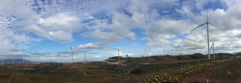 Panoramic view of field against sky