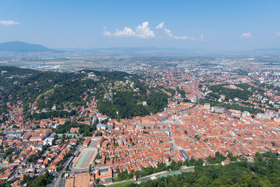 High angle view of townscape against sky