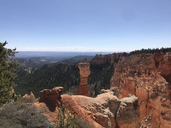Rock formations on landscape against sky