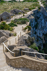 High angle view of staircase