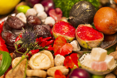 Full frame shot of chopped strawberries