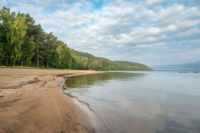 Scenic view of beach against sky