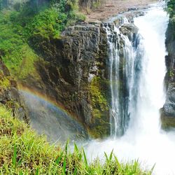 Scenic view of waterfall