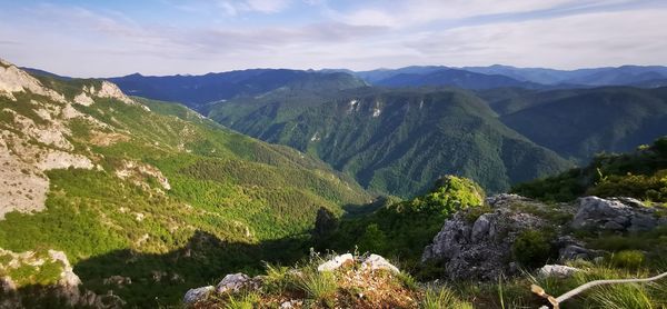 Scenic view of mountains against sky