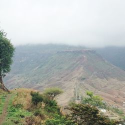 Landscape with mountain range in background