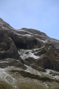 Low angle view of mountain against clear sky