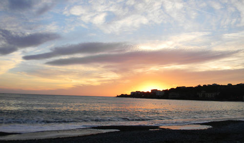 Scenic view of sea at sunset