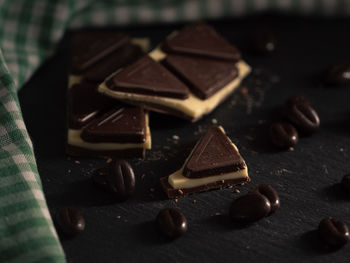 Close-up of chocolate cake on table