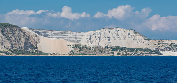 Pumice stone mining on the island of gyali between the islands of kos and the volcanic island