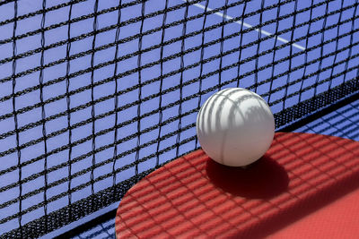 Close-up of ball on tennis table