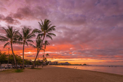 Scenic view of sea against sky at sunrise - hawaii