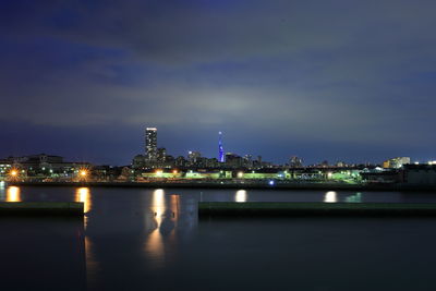 Illuminated cityscape at night