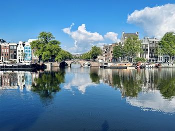 Reflection of buildings in lake