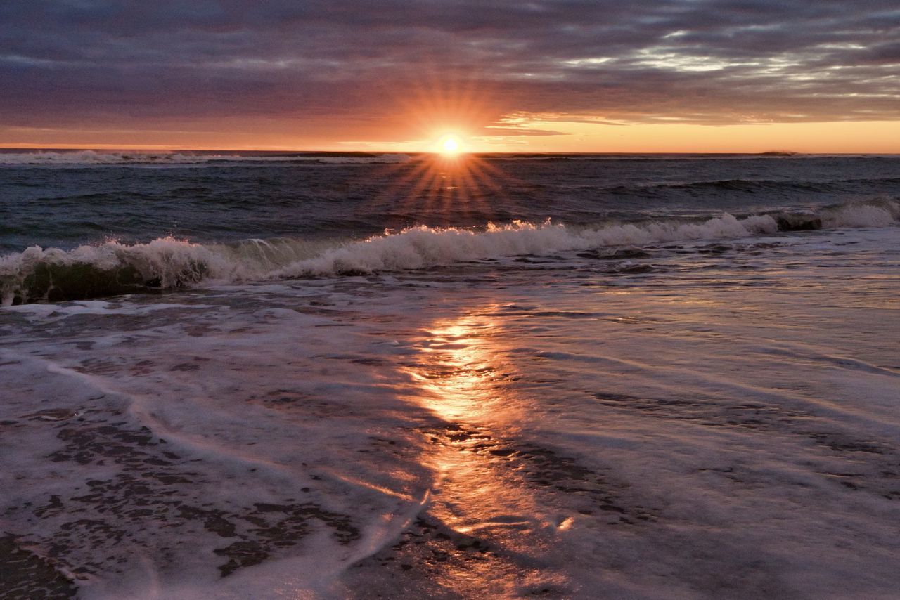 SCENIC VIEW OF BEACH DURING SUNSET