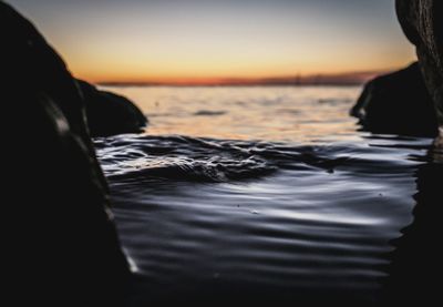Scenic view of sea at sunset