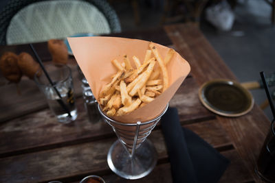 Close-up of food on table