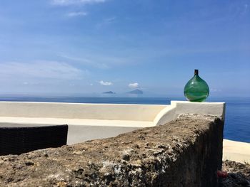 Scenic view of sea against blue sky