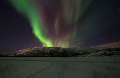 View of aurora borealis at night