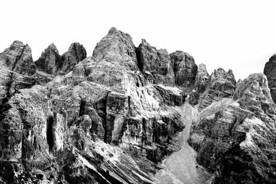 Panoramic view of rocky mountains against clear sky