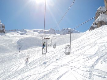 Scenic view of snowcapped mountain against clear sky