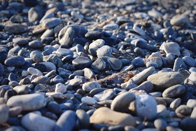 Close-up of pebbles at beach