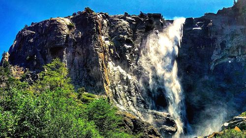 Low angle view of waterfall