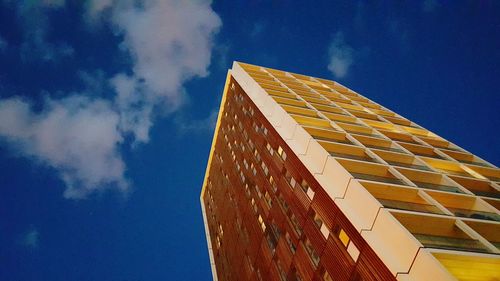 Low angle view of built structure against blue sky