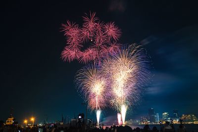 Firework display at night