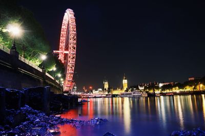 Illuminated city at night