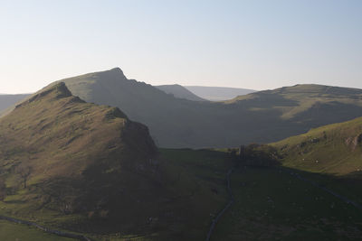 Scenic view of mountains against clear sky