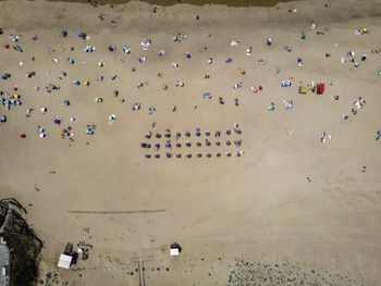 High angle view of people on beach